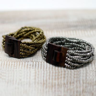 Bransoletka z Drewnianą Klamrą - Srebrna - 5055796504411(2).jpg