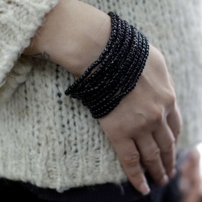 Bransoletka z Drewnianą Klamrą - Czarna - 5055796504411.jpg