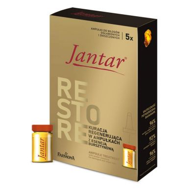 Jantar Kuracja w ampułkach z esencją bursztynową do włosów bardzo zniszczonych i osłabionych 5x25ml Farmona - 5900117978603.jpg