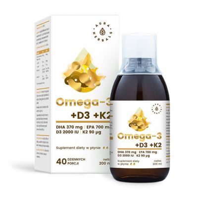 Omega-3 370 DHA/700 EPA + D3 + K2 200ml Aura Herbals  - 5902479611129.jpg