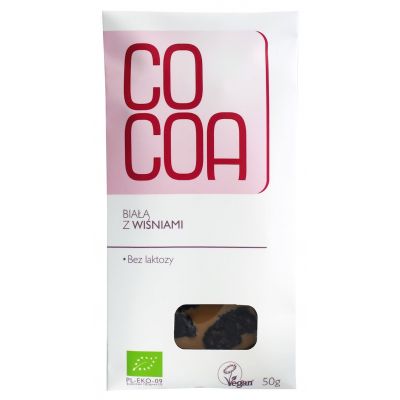 Czekolada Biała Z Wiśniami Bio 50g Cocoa  - 5902565210427.jpg