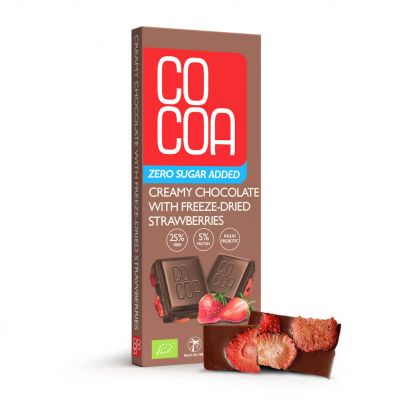 Czekolada Creamy z Truskawkami bez Dodatku Cukrów BIO 40g Cocoa - 5902565216627.jpg