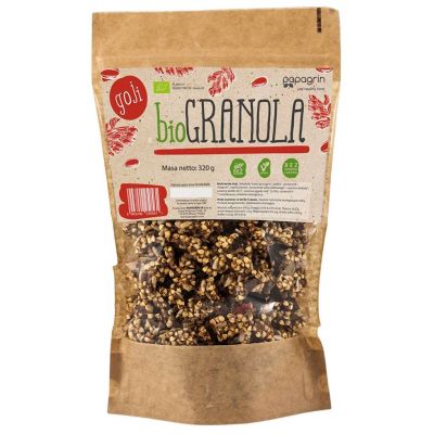 Granola z Goji bez Dodatku Cukrów Bezglutenowa BIO 320g Papagrin - 5903240250561.jpg