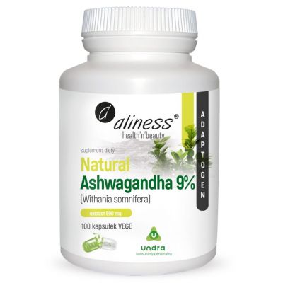Natural Ashwagandha 590 mg 9% 100 Vege caps Aliness - 5903242580178.jpg