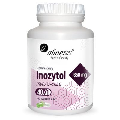 Inozytol myo/D-chiro, 40/1, 650 mg + B6 x 100 Vege caps Aliness  - 5903242582127.jpg