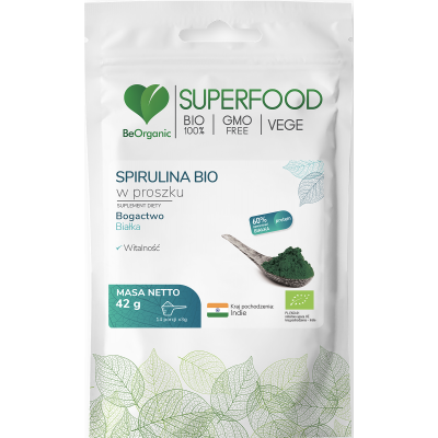 Spirulina w proszku BIO 42g BeOrganic  - 5903242582493.jpg