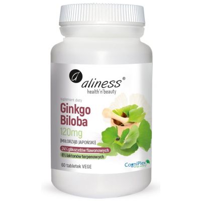 Ginkgo Biloba (miłorząb japoński) 120 mg x 60 Vege tabletek Aliness - 5903242583209.jpg