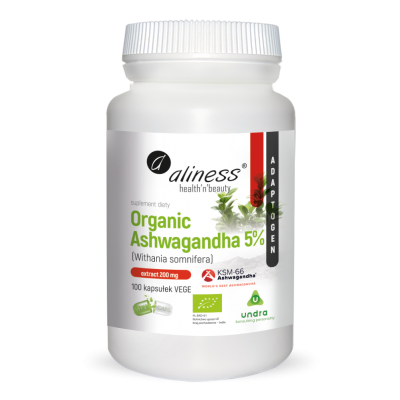 Organic Ashwagandha 200mg 5% 100 Vege caps Aliness - 5903242583407.jpg