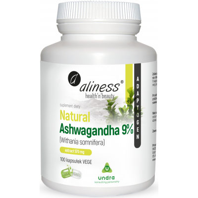 Natural Ashwagandha 570 mg 9% 100 Vege caps Aliness - 5903242583964.jpg