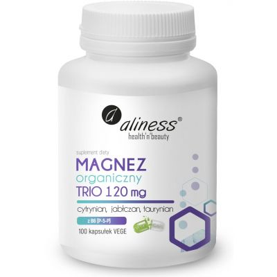 Magnez organiczny TRIO 120 mg z B6 (P-5-P) x 100 VEGE kaps. Aliness  - 5903242584503.jpg