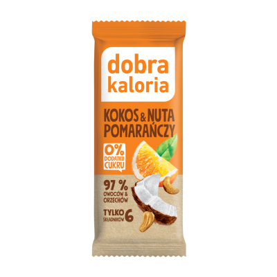 Baton Kokos i nuta pomarańczy 35g Dobra Kaloria  - 5903548001988.jpg