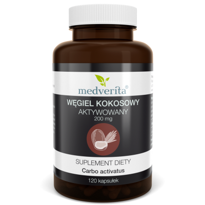 Węgiel kokosowy aktywny 200mg 120kaps. Medverita  - 5903686581533.jpg