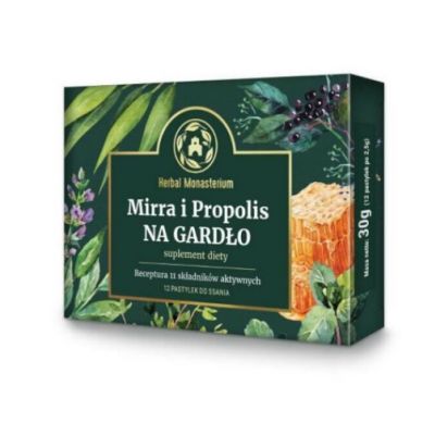 Mirra Propolis na gardło Bez Cukru 24 tab. Herbal Monasterium - 5906874431252.jpg