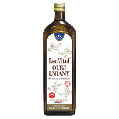 LenVitol - olej lniany tłoczony na zimno 1l Oleofarm  - 5907078675527.jpg