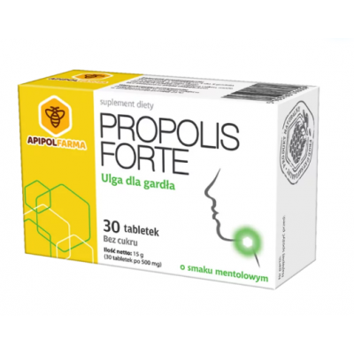 Propolis Forte dla gardła mentolowe 30 tabletek Apipolfarma - 5907529110577.jpg